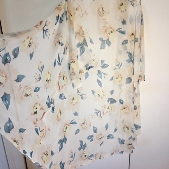 Boho Yellow/Creme Green Floral White Duster Kimono - Picture 5 of 13